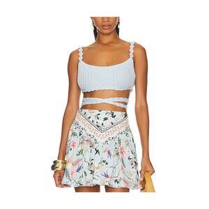 Agua Bendita 'Albany' Blue Acrylic Crochet Top Size S